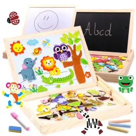 tablica-magnetyczna-kredowa-drewniana-ukladanka-puzzle-magnesy-152-el