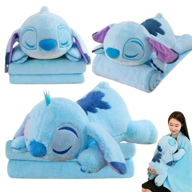 DUŻA MASKOTKA ŚPIĄCY STITCH PODUSZKA KOCYK LILO I STICH PLUSZAK PRZYTULANKA