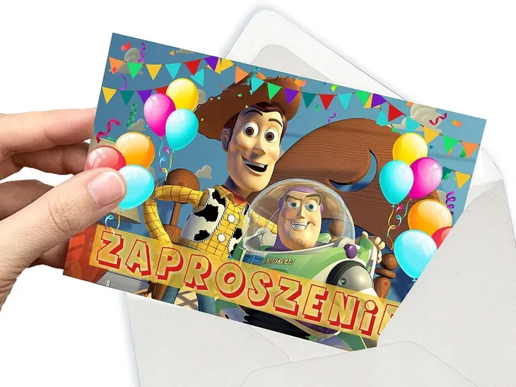 ZAPROSZENIE TOY STORY NA URODZINY DZIECKA + KOPERTA GRATIS
