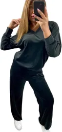 dres-damski-welurowy-spodnie-luzne-z-szeroka-nogawka-dekolt-v-neck-roz-44