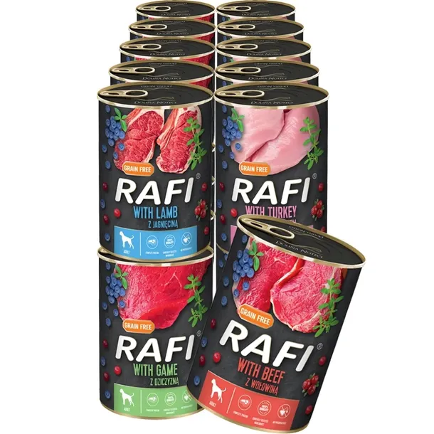 RAFI PREMIUM Mix smaków Mokra karma dla psów 20x400g