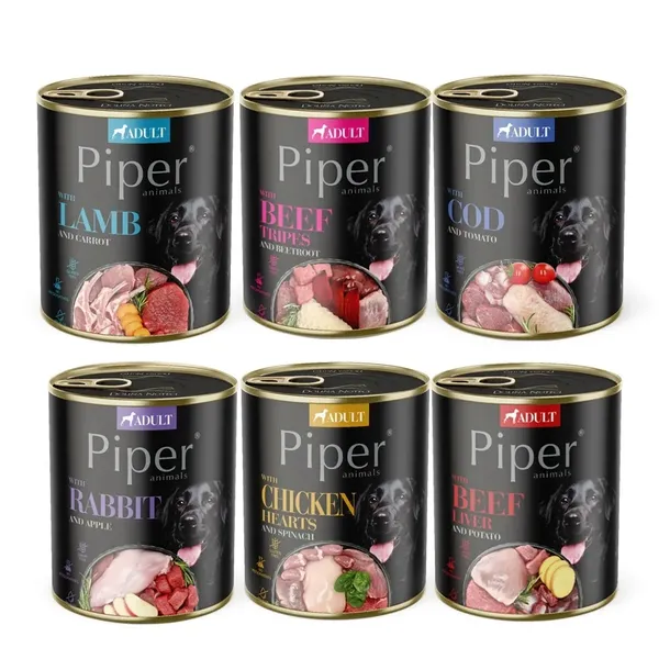 Piper Animals Mokra karma dla psa MIX SMAKÓW 30x800g