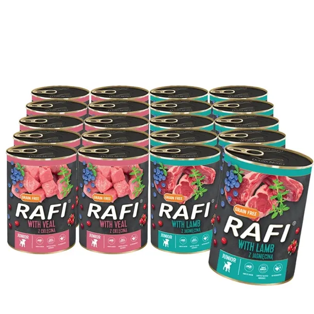 RAFI JUNIOR Mokra karma SZCZENIĘTA Mix smaków 20x400g