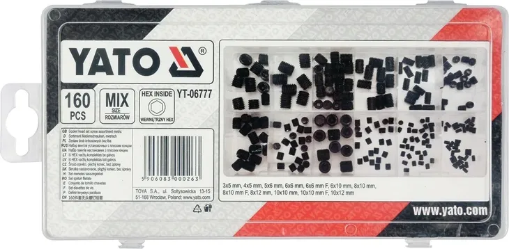 sruby-imbusowe-bez-lba-ustalajace-160szt-yato-kod-producenta-yt-06777