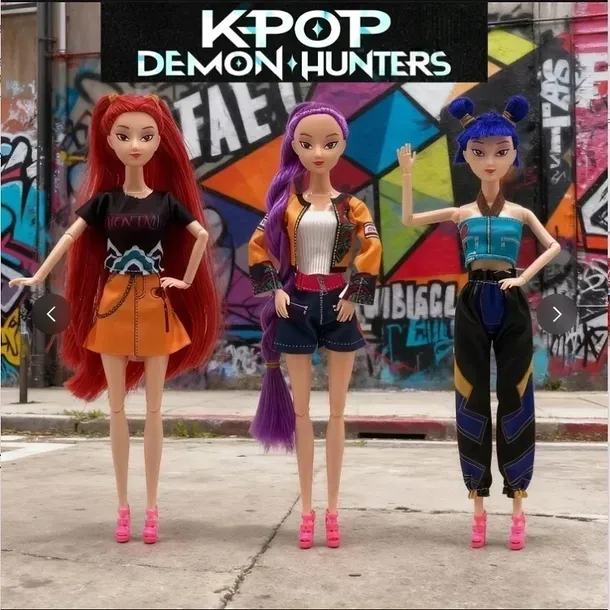 LALKI K-POP DEMON HUNTERS 30 CM ZESTAW 3 LALEK Z MUZYKĄ | FASHION GIRLS