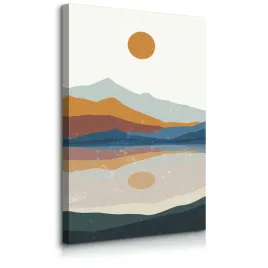obraz-do-salonu-kolorowe-gory-zachod-slonca-jezioro-styl-boho-40x50