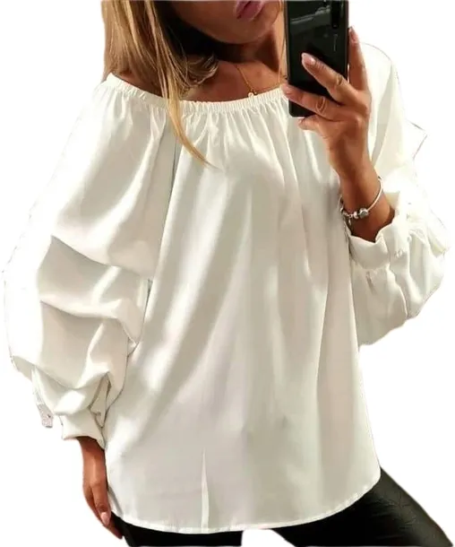 Bluzka damska Elegancka Biała Hiszpanka Luźna Plus size Duże rozmiary R. 48