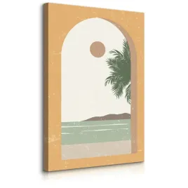 obraz-na-plotnie-widok-z-okna-palmy-ocean-klify-styl-boho-abstrakcja-70x100