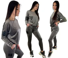 dres-damski-welurowy-popielaty-spodnie-bluza-rozmiar-l