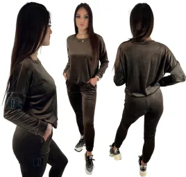 dres-damski-welurowy-brazowy-spodnie-bluza-rozmiar-m