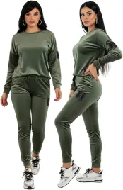 dres-damski-welurowy-spodnie-bluza-komplet-miekki-luzny-khaki-rozmiar-xl