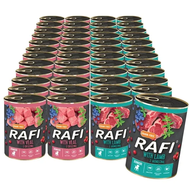 RAFI JUNIOR Mokra karma SZCZENIĘTA Mix smaków 48x400g