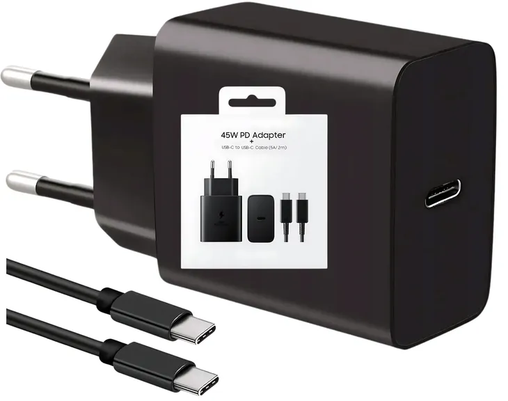 Ładowarka 45W GaN PPS USB-C Super Fast Charging Zestaw Kabel 2m QUICK PD