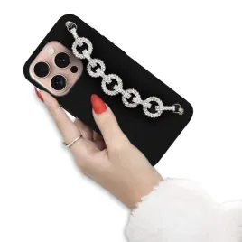 etui-do-iphone-16-pro-obudowa-case-matowa-czarna-straps-lancuszek-cyrkonie