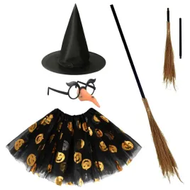 stroj-czarownica-wiedzma-halloween-kapelusz-okulary-nos-miotla-tutu-dynia