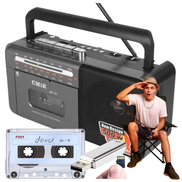 RADIO TURYSTYCZNE MAGNETOFON KASECIAK BT ODTWARZACZ RADIO NA RYBY I KAMPING