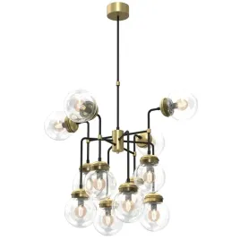 zyrandol-czarny-mosiezny-loft-szklane-przezroczyste-kule-12-pkt-luminex