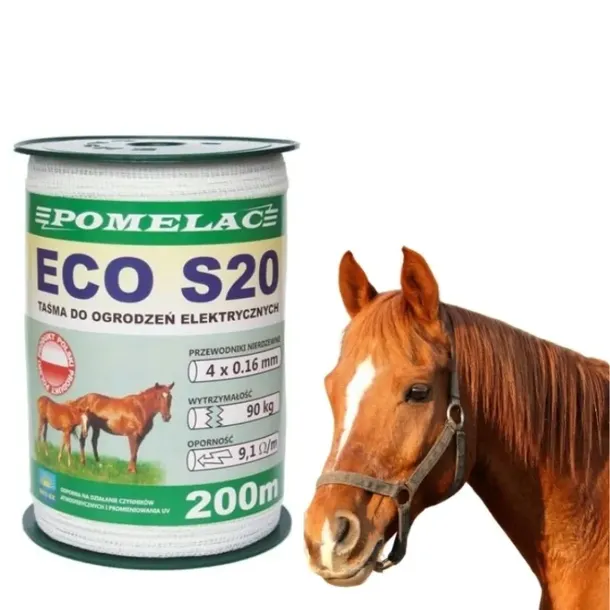 TAŚMA DLA KONI DO PASTUCHA KONIE linka ogrodzenie 200m ECO POMELAC