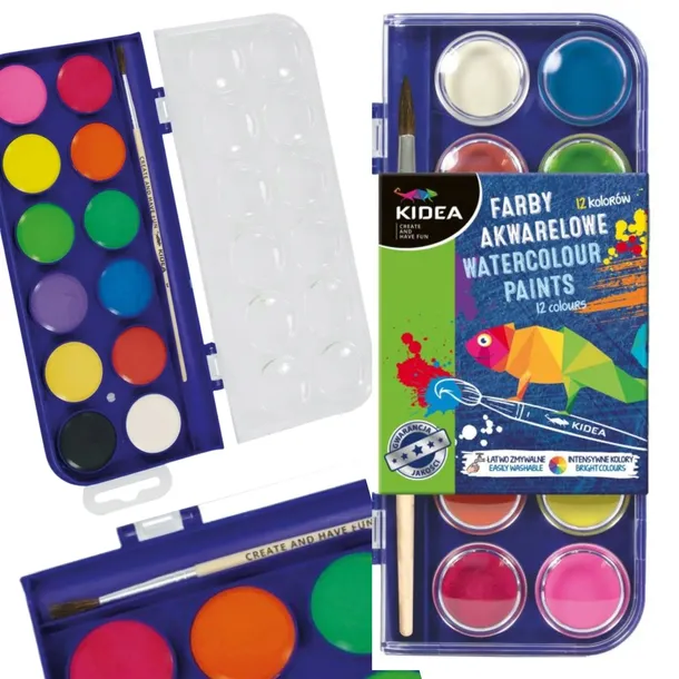 farby-akwarelowe-12-kolorow-kidea-stan-nowy-waga-z-opakowaniem-0-126-kg