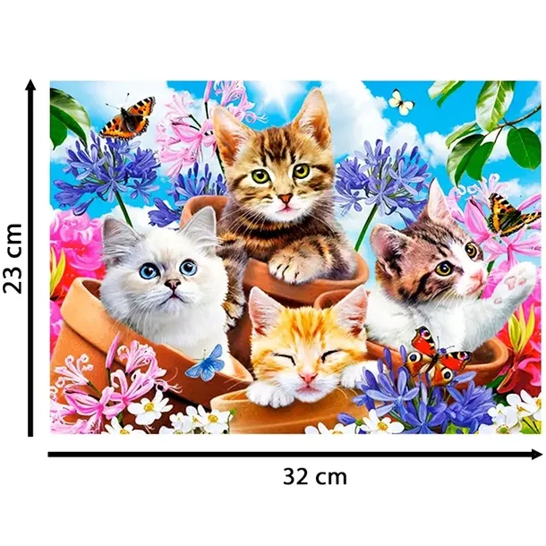 puzzle-120-kittens-with-flowers-castor-marka-castorland