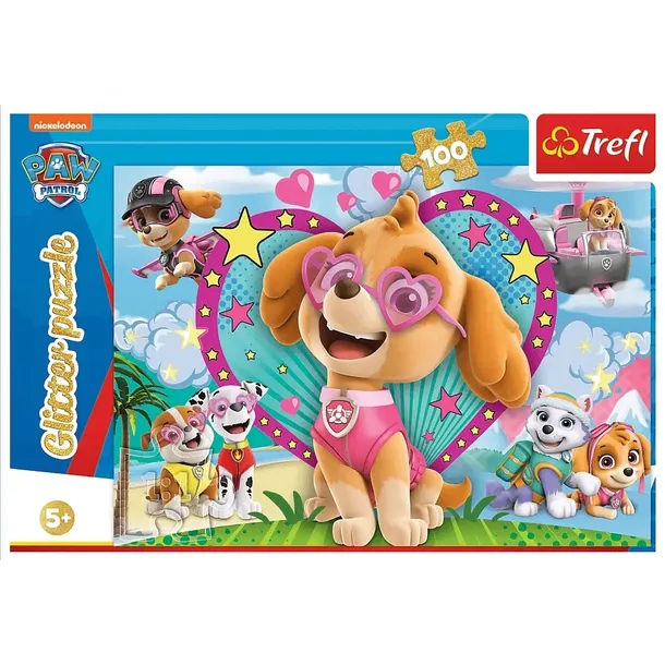 puzzle-100-glitter-w-blasku-skye-trefl-kolekcja-psi-patrol