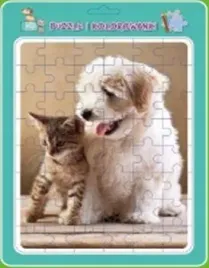 puzzle-w-ramce-z-kolorowanka-piesek-z-kotkiem