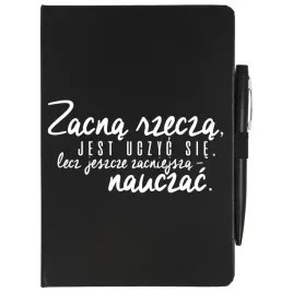 czarny-notes-dlugopise-zacna-rzecza-jest-uczyc-sie-dla-nauczyciela-wzory