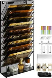 uchwyt-scienny-na-dokumenty-a4-metalowy-organizer-wiszacy-11poziomow-czarny
