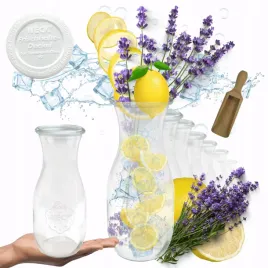 karafki-1062ml-weck-1l-plastikowe-wieka-miarka-12szt-do-wody-wina-soku