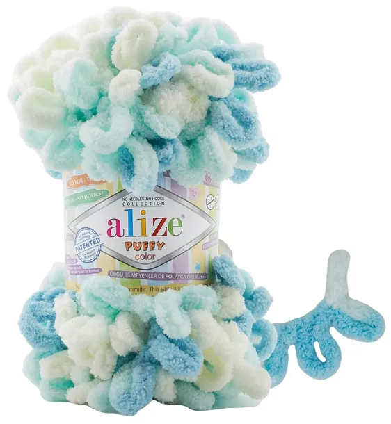 Włóczka Alize Puffy Color - 6461 LAZUROWY MIX - 9m/100g 100% Mikropoliester