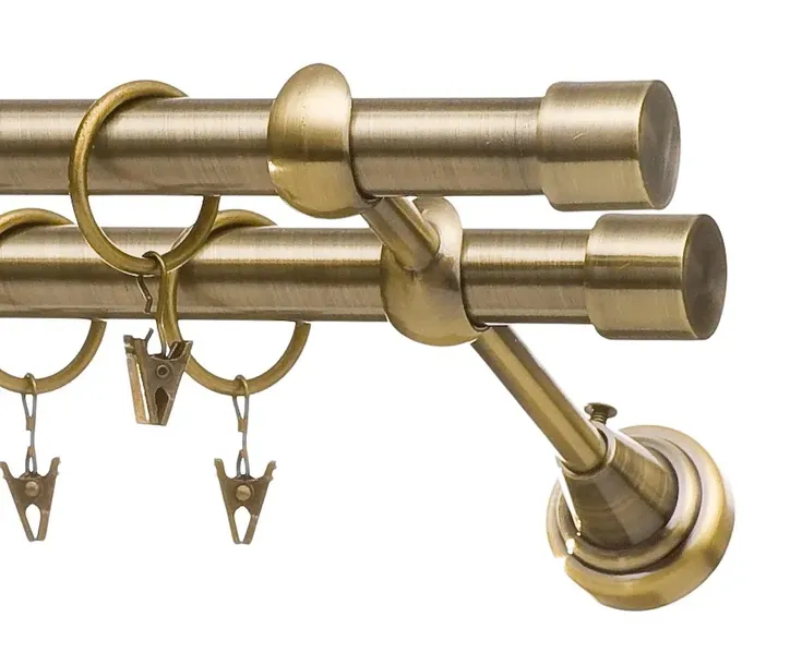 Karnisz METALOWY podwójny fi19 mm - 180cm Złoto antyk