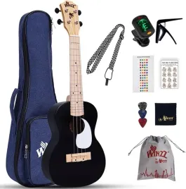 ukulele-sopranowe-czarne-dla-dzieci-do-nauki-bogaty-zestaw-pokrowiec-kostki