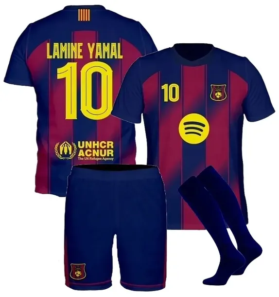 Strój Piłkarski Lamine Yamal Barcelona Koszulka Spodenki Getry r. 140 cm