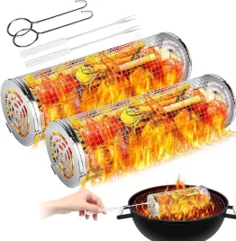 2x-kosz-do-grillowania-warzyw-miesa-ryb-grill-20cm-okragly-pojemnik-zestaw
