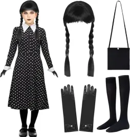 akcesoria-do-kostiumu-wednesday-addams-komplet-przebranie-bal-karnawal-x4