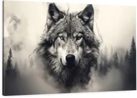 obraz-na-plotnie-canvas-do-salonu-wilk-z-dymu-120x80