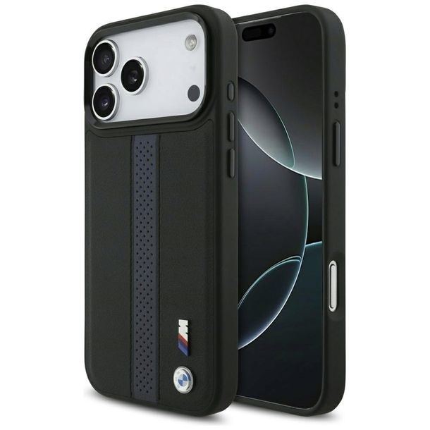 Etui BMW M Perforated Stripe Logo MagSafe do iPhone 17 Pro Max niebieski