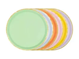 talerzyki-kolorowe-papierowe-ze-zlotymi-brzegami-mix-21-cm-zestaw-6-szt