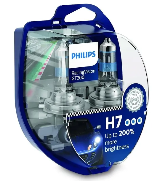 PHILIPS RACING VISION GT200 200% DUO 12V 55W H7