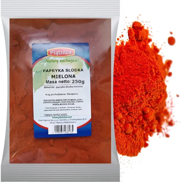 Papryka Słodka Mielona Naturalna 250g PIĄTNICA czerwona papryka słodka