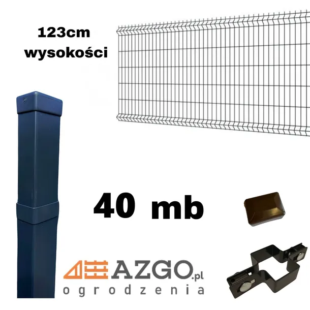 Ogrodzenie Panelowe 123cm fi4 – KOMPLET 40 mb (panele, słupki i akcesoria)