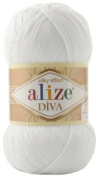 Włóczka Alize Diva - 55 BIAŁY - 350m / 100g 100% Mikroakryl