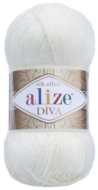 Włóczka Alize Diva - 1055 PERŁOWA BIEL - 350m / 100g 100% Mikroakryl