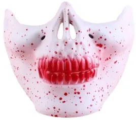 maska-halloween-zakrwawiona-twarz-biala-polmaska-zeby-na-twarz-karnawal