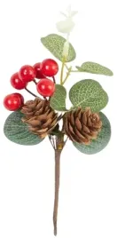 galazka-swiateczna-szyszka-jagodki-czerwone-liscie-15-cm-dekoracja-swieta
