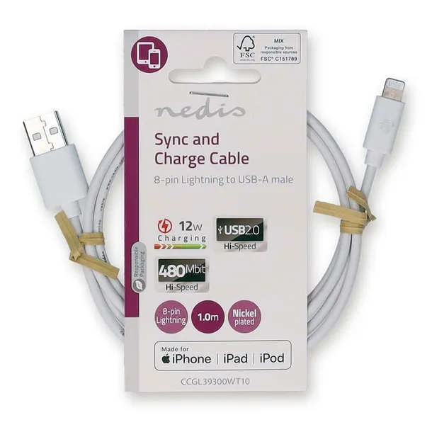 nedis-ccgl39300wt10-kabel-lightning-1-m-bialy