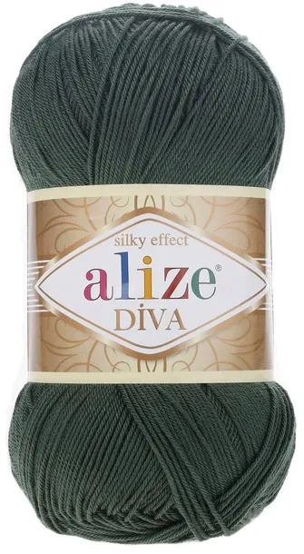 Włóczka Alize Diva - 131 CIEMNY KHAKI - 350m / 100g 100% Mikroakryl