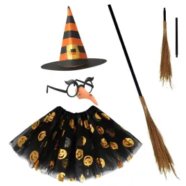 stroj-czarownica-wiedzma-halloween-kapelusz-miotla-tutu-czarne-dynia