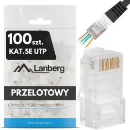 100x-wtyk-wtyki-koncowki-wtyczka-rj45-8p8c-utp-cat-kat-5e-przelotowe-lanber