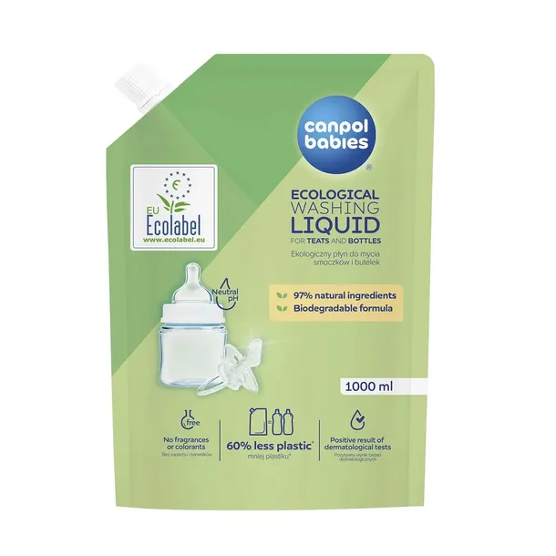 CANPOL EKOLOGICZNY PŁYN DO MYCIA SMOCZKÓW BUTELEK UZUPEŁNIENIE 1000 ml